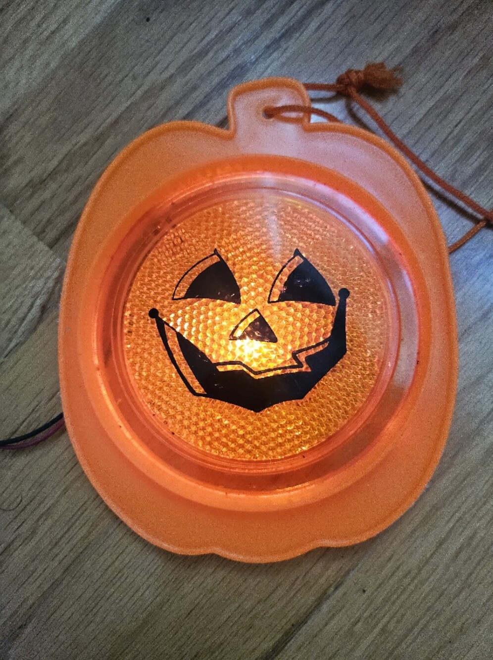Halloween Pumpkin Safety Reflector -necklace Or Hanging Light - Orange